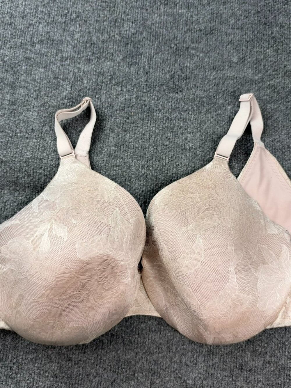 Cacique Lightly Lined Full Coverage Bra 40DDD Tan Floral Underwire DAMAGED HOOK